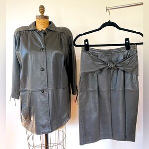 Valentino Vintage soft leather 1980's skirt and Jacket set